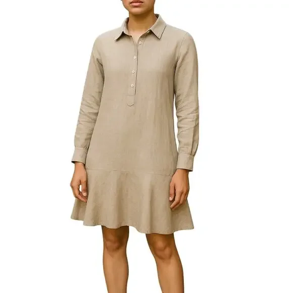Tommy Bahama | Dresses | Tommy Bahama Coastalina Flounce Linen Shirtdress  In Naturalbeige Size Xs | Poshmark